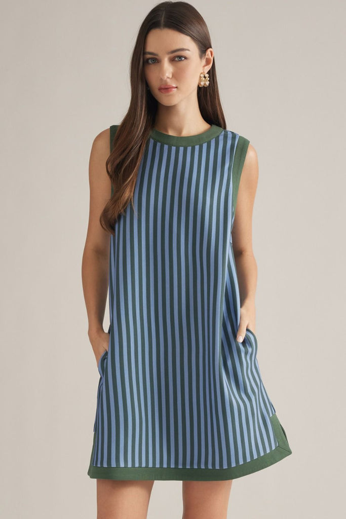 Stripe Sleeveless Mini Dress