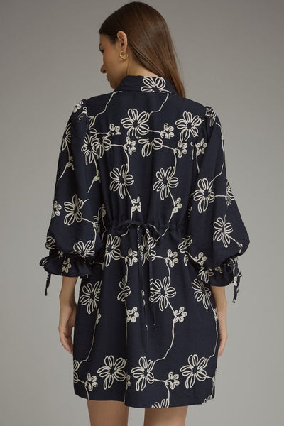 Floral ¾ Balloon Sleeve Mini Dress
