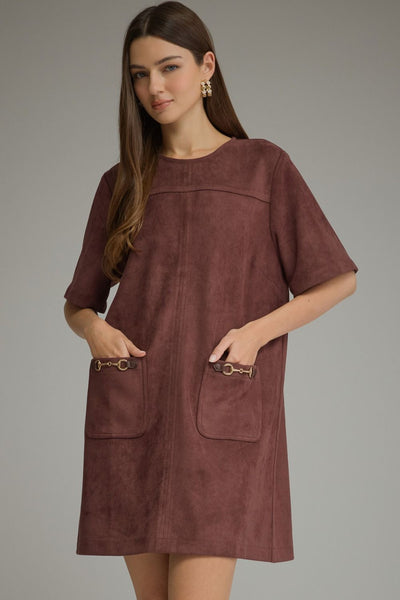Solid Short Sleeve Mini Dress