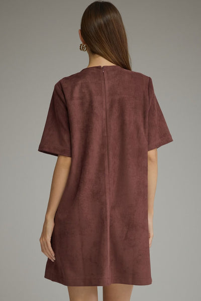 Solid Short Sleeve Mini Dress