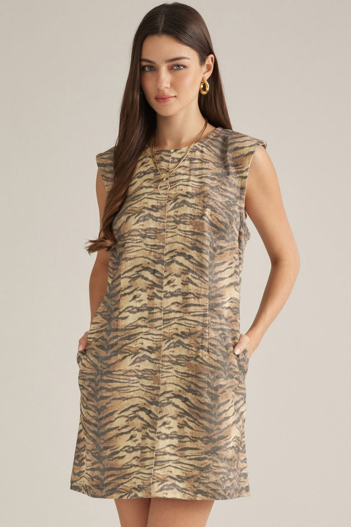 Tiger Print Sleeveless Mini Dress