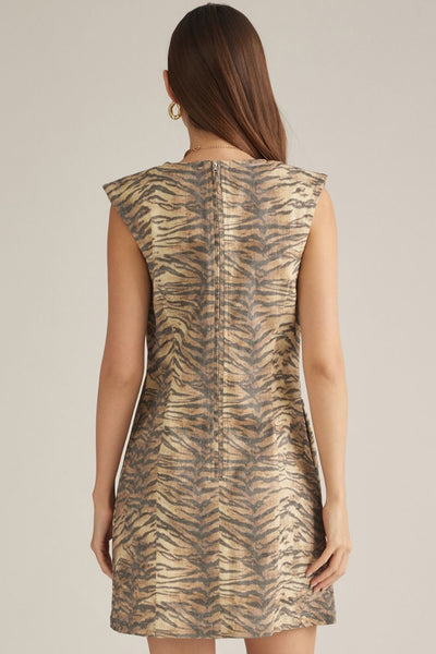 Tiger Print Sleeveless Mini Dress