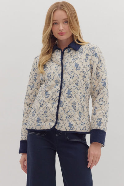 Botanical Print Quilted Jacket