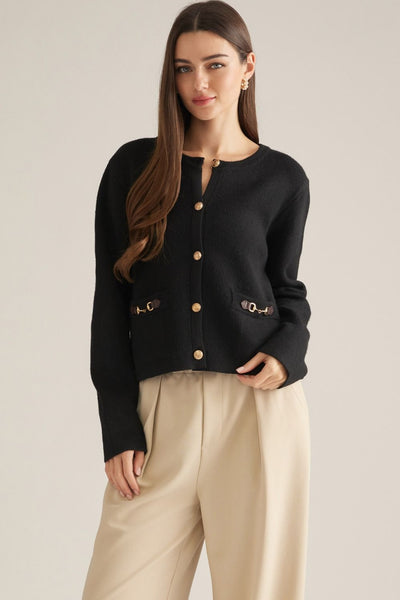 Solid Long Sleeve Knit Jacket