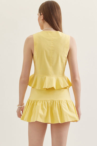 Solid Sleeveless Peplum Vest Top