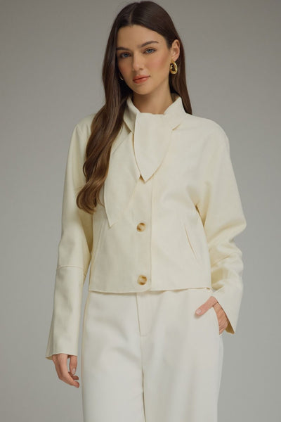 Solid Long Sleeve Cropped Jacket