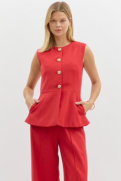 Structured Shoulder Sleeveless Vest Top