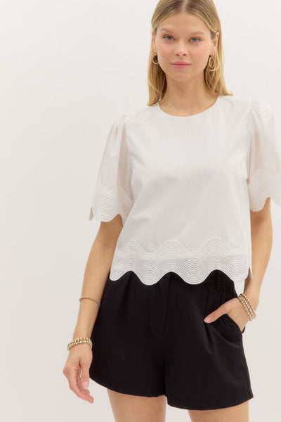 Solid Short Sleeve Pullover Top