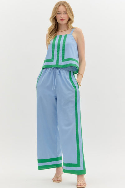 Abstract Border Top & Pants Set