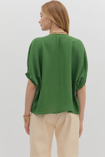 V-Neck Accent Dolman Sleeve Top