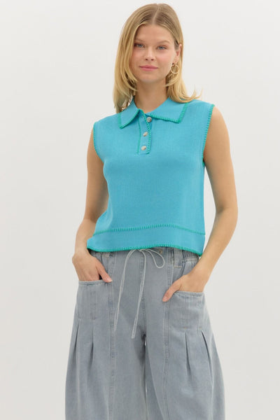 Solid Sweater Knit Sleeveless Top
