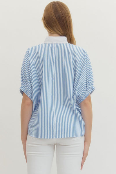 Striped Short Dolman Sleeve Top