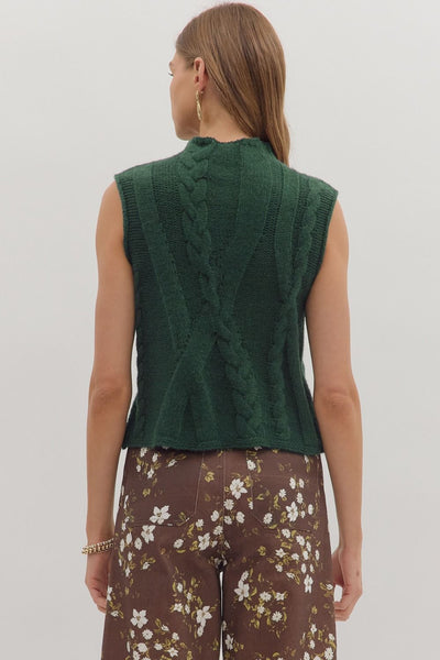 Sleeveless Mock Neck Sweater Knit Top