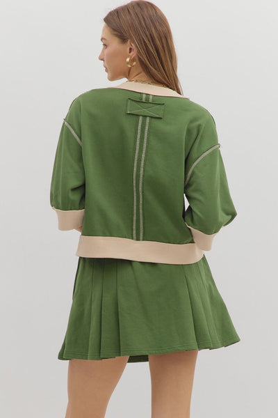 Waist-Length Pullover Top & Skort Set