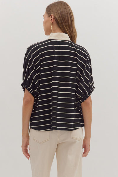 Striped Short Dolman Sleeve Top