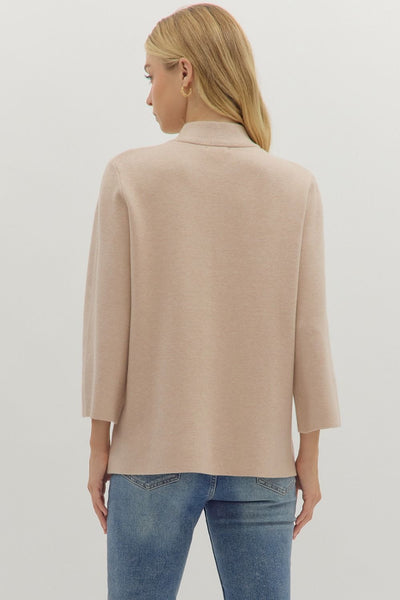 Solid Mock Neck 3/4 Sleeve Top