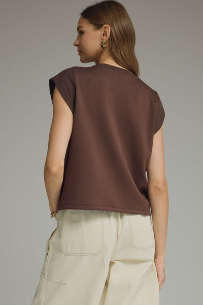 Cap Sleeve Crew Neck Pullover Top