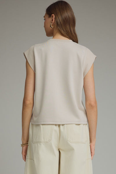 Cap Sleeve Crew Neck Pullover Top