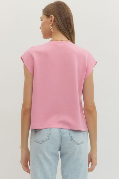 Cap Sleeve Crew Neck Pullover Top