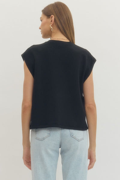Cap Sleeve Crew Neck Pullover Top