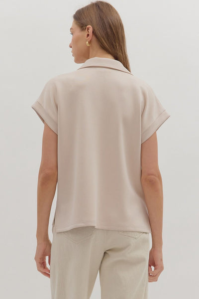 Cuffed Short Sleeve Knit Top