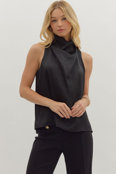 Solid Sleeveless Mock Neck Top