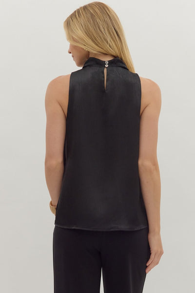 Solid Sleeveless Mock Neck Top