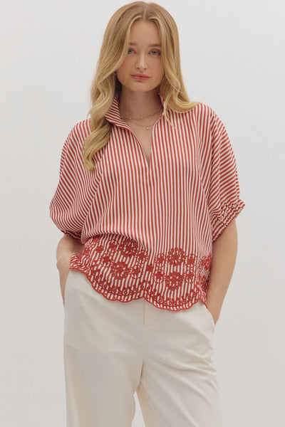 Striped Short Dolman Sleeve Top
