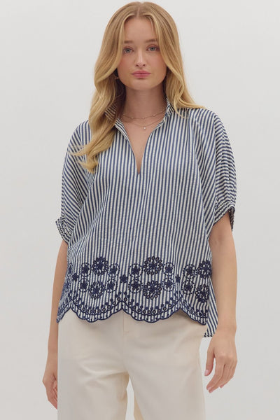 Striped Short Dolman Sleeve Top