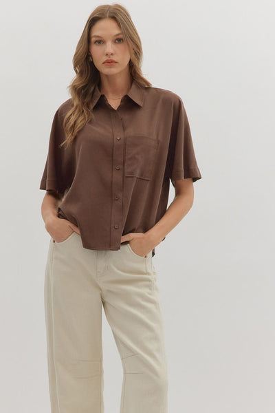 Short Sleeve Button-Front Top