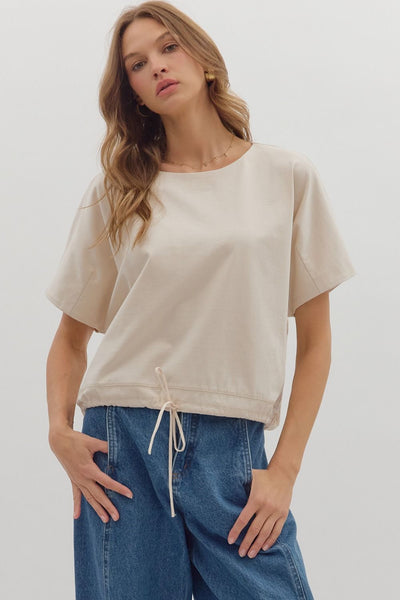 Solid Short Sleeve Round Neck Top