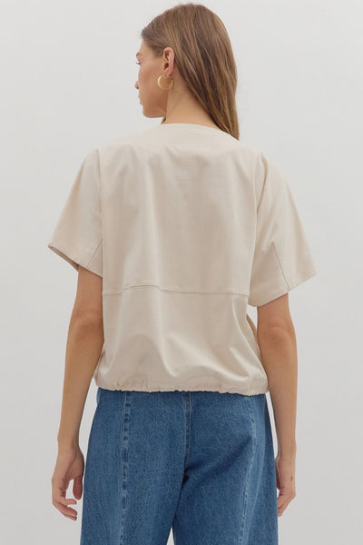 Solid Short Sleeve Round Neck Top