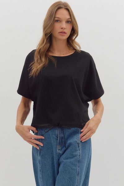 Solid Short Sleeve Round Neck Top
