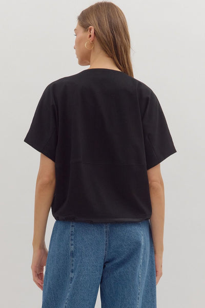 Solid Short Sleeve Round Neck Top