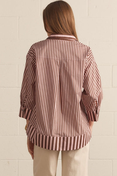 Stripe Print 3/4 Sleeve Top
