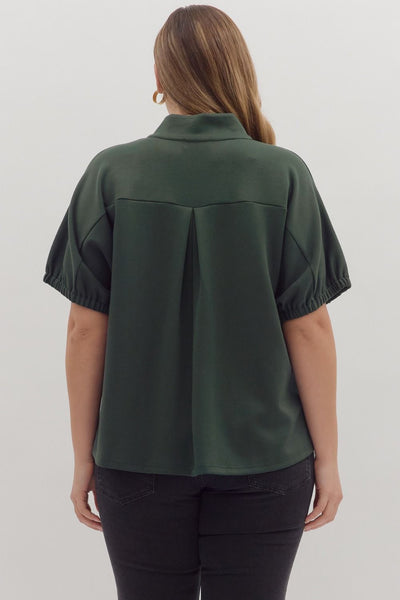 Split V-Neck Short Sleeve Top