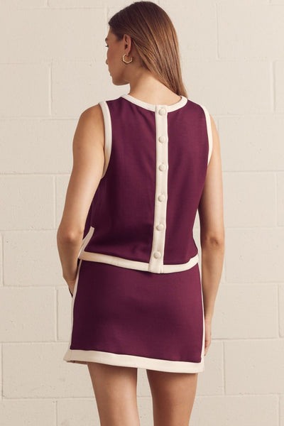 Solid Sleeveless Knit Top & Skirt Set