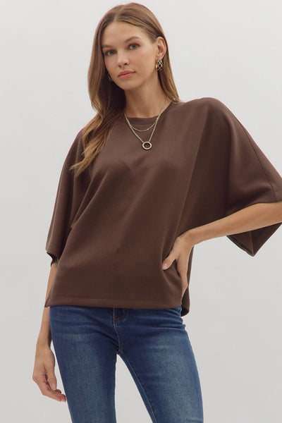 Solid Elbow Sleeve Top