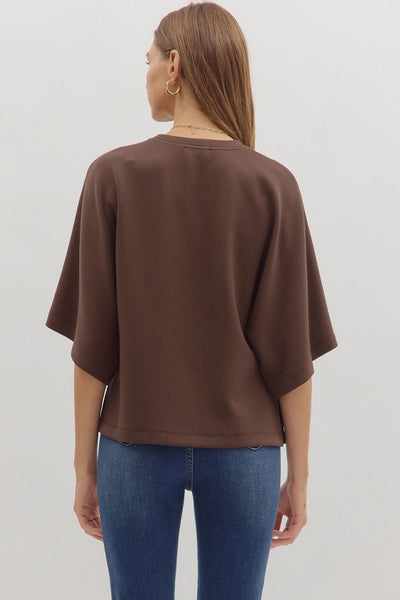 Solid Elbow Sleeve Top