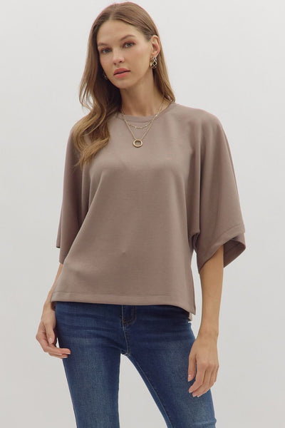 Solid Elbow Sleeve Top