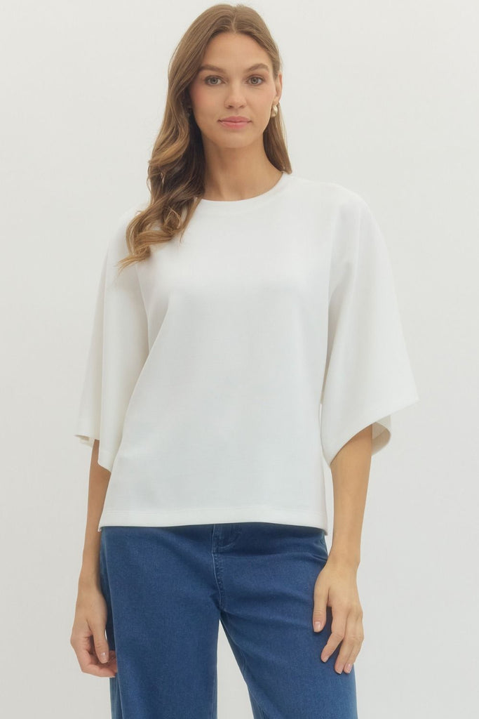 Solid Elbow Sleeve Top