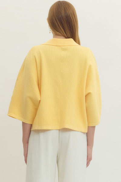 Solid 3/4 Sleeve Knit Top