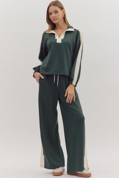 Long Sleeve Top & Wide Leg Pants Set