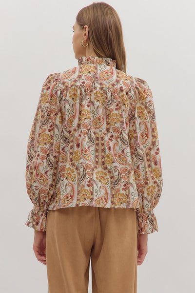 Paisley Print Long Sleeve Top