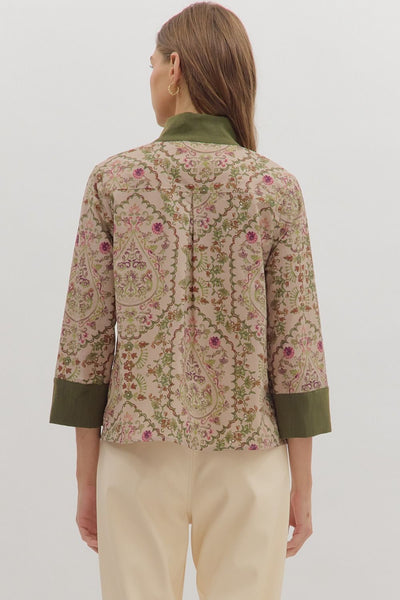 Paisley Print 3/4 Sleeve Top