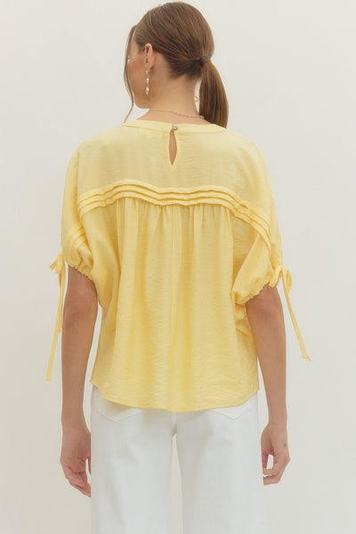 Solid Short Sleeve Woven Top