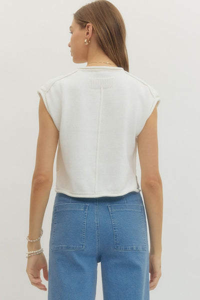 Solid Cap Sleeve Knit Top