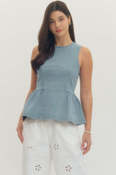 Solid Sleeveless Peplum Top
