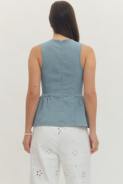 Solid Sleeveless Peplum Top