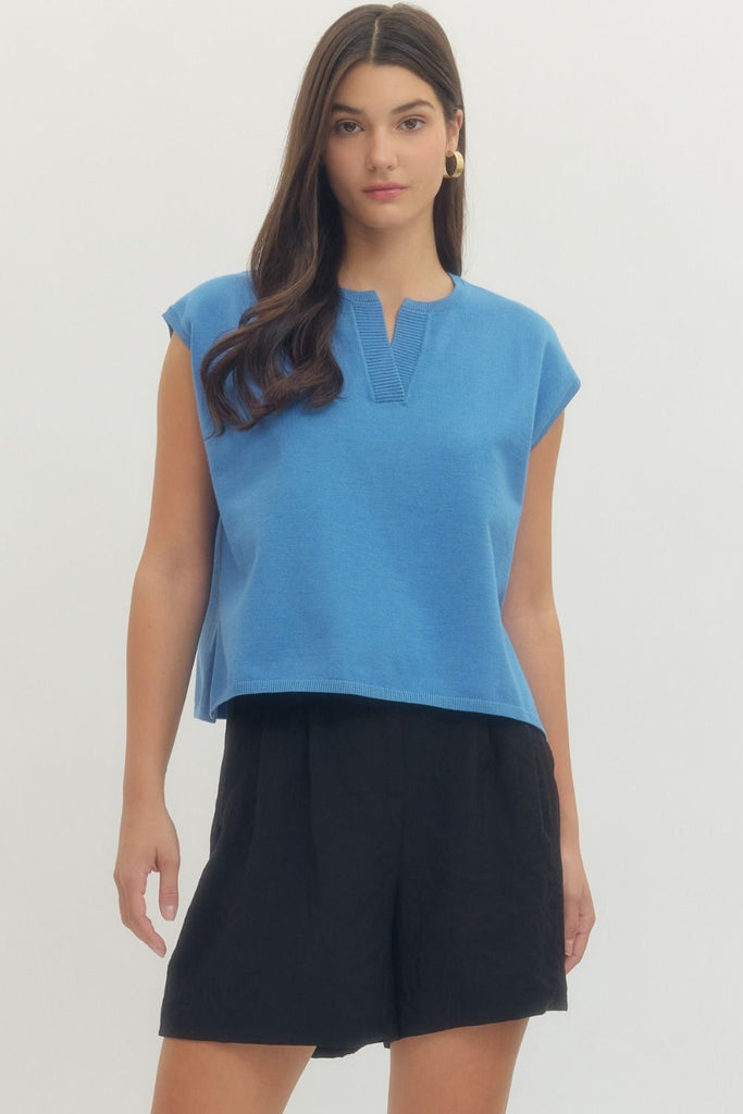 Solid Short Sleeve Knit Top